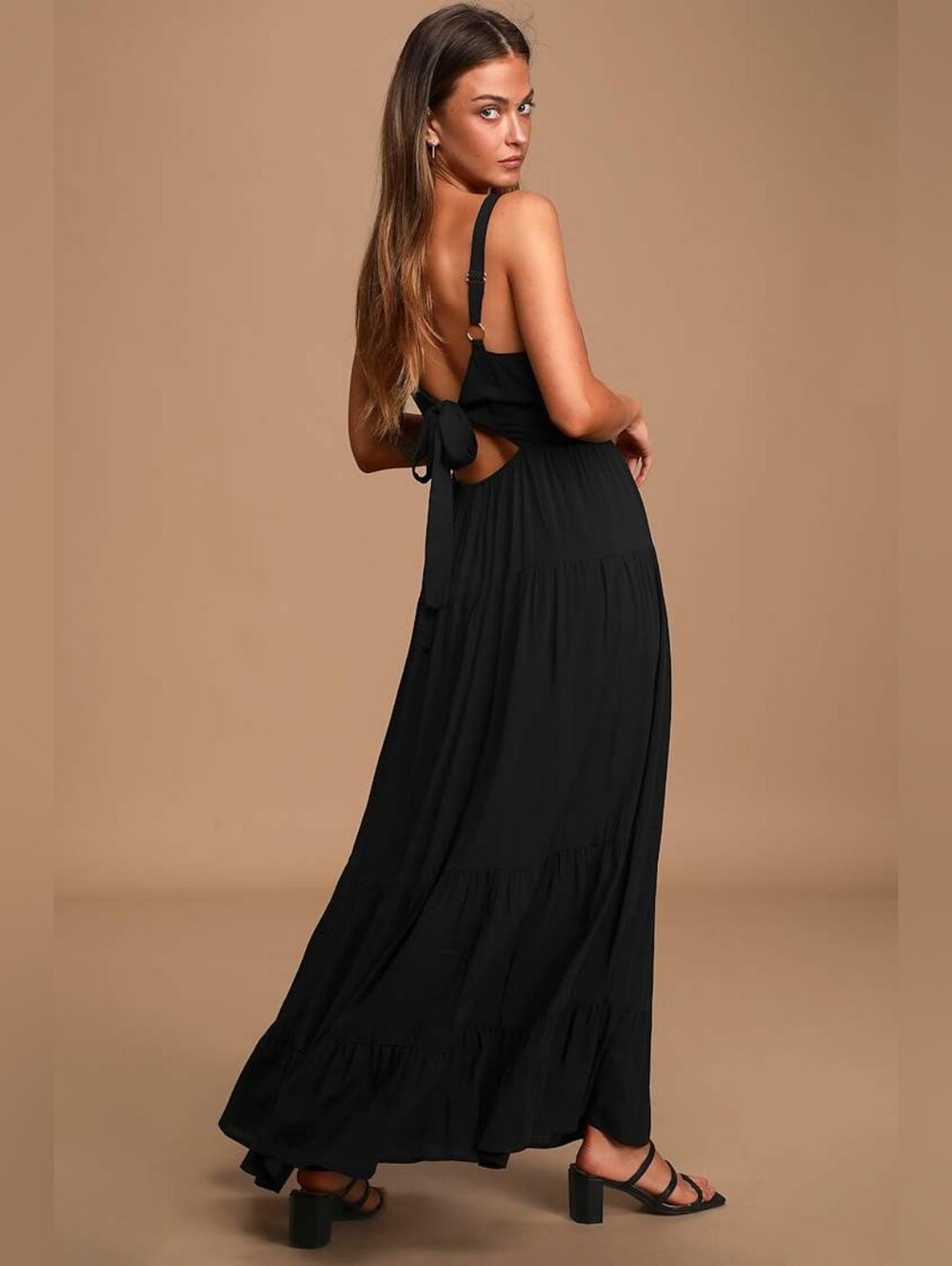 Lulu's Black Maxi Dress with Back Tie